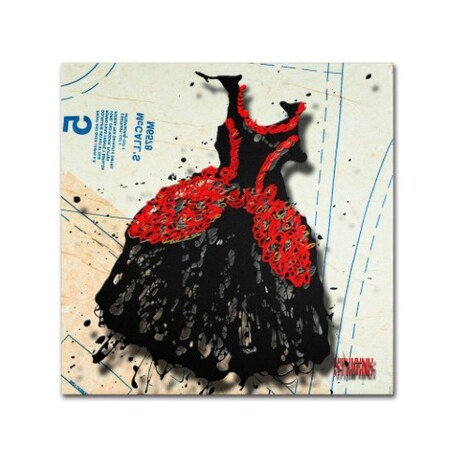 Roderick Stevens 'Black N Red Swirls' Canvas Art,24x24